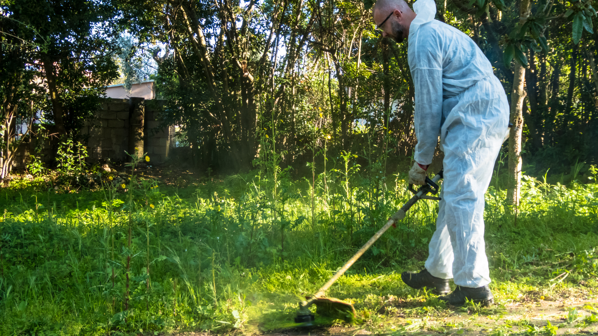 cutting weeds and grass